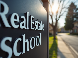 Real Estate School Sign on a street front