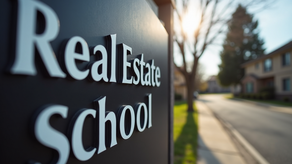 Real Estate School Sign on a street front